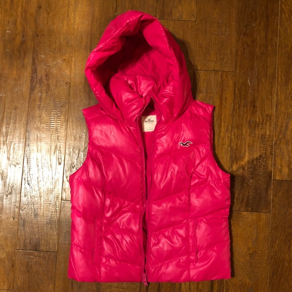 Hollister Hot Pink Puffer Vest Large EUC - Picture 2 of 5